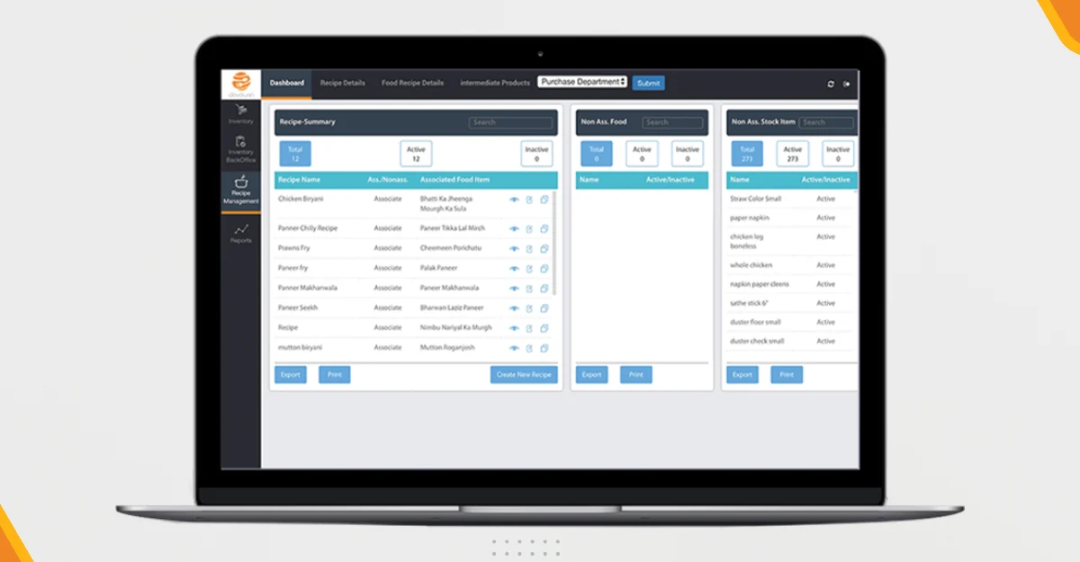 Devourin Restaurant Inventory Software Features