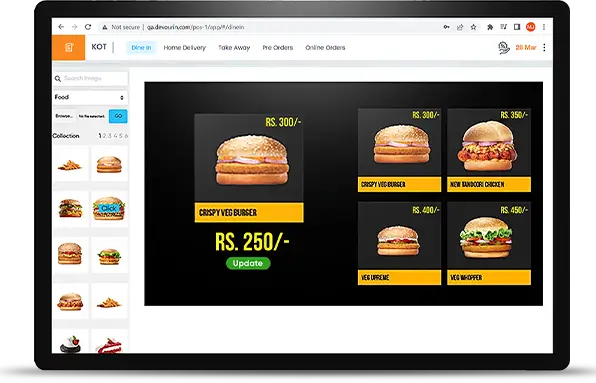 Update your restaurant menu anytime with Devourin digital menu